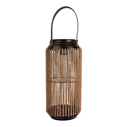 LED ZONNELIJKE LICHT "KORBINIAN" voor tuin en terras, decoratieve lamp gemaakt van metaal met jutespanning in de natuur, LED's stevig geïnstalleerd zonnelamp voor buiten 29 x 13 cm