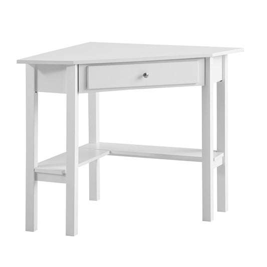 Hoekbureau 76x76x76,5 cm Wit Bureau met Lade, Thuiskantoor Computerbureau Ruimtebesparend met Opslag, Kantoorhoektafel Laptoptafel Studeerkamer