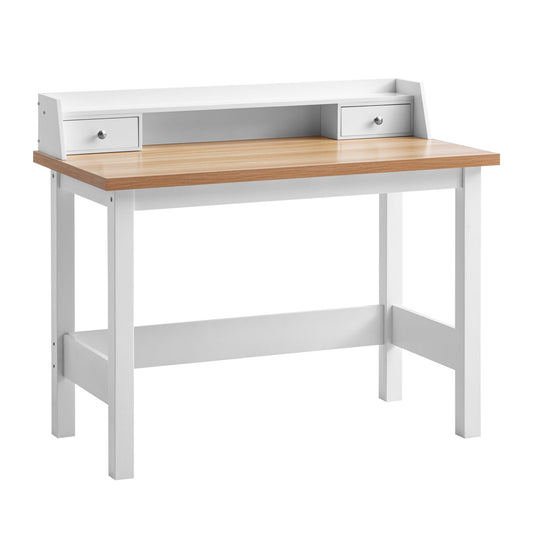 Bureau 106x53x90 cm Wit Kantoortafel met Lade, Thuiskantoor Computertafel Ruimtebesparend met Opbergruimte, Kantoor Laptoptafel Studeerkamer