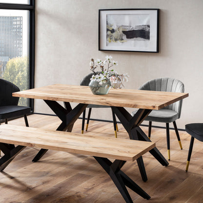 Eetkamertafel 120x60x76 cm Acacia Massief Hout Metaal Eettafel Loft Stijl