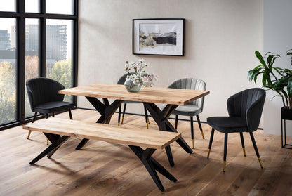 Eetkamertafel 120x60x76 cm Acacia Massief Hout Metaal Eettafel Loft Stijl