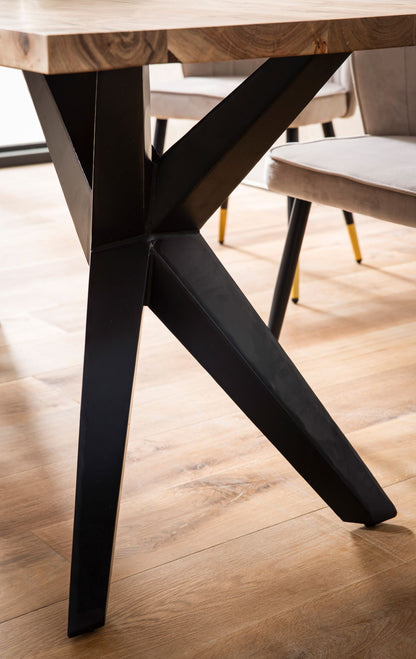 Eetkamertafel 160x80x76 cm Acacia Massief Hout Metaal Eettafel Loft Stijl