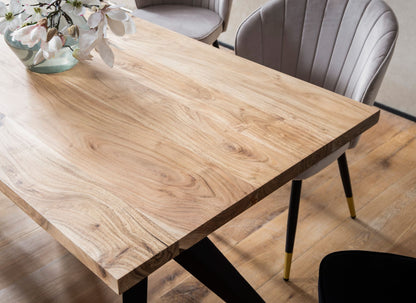 Eetkamertafel 180x90x76 cm Acacia Massief Hout Metaal Eettafel Loft Stijl