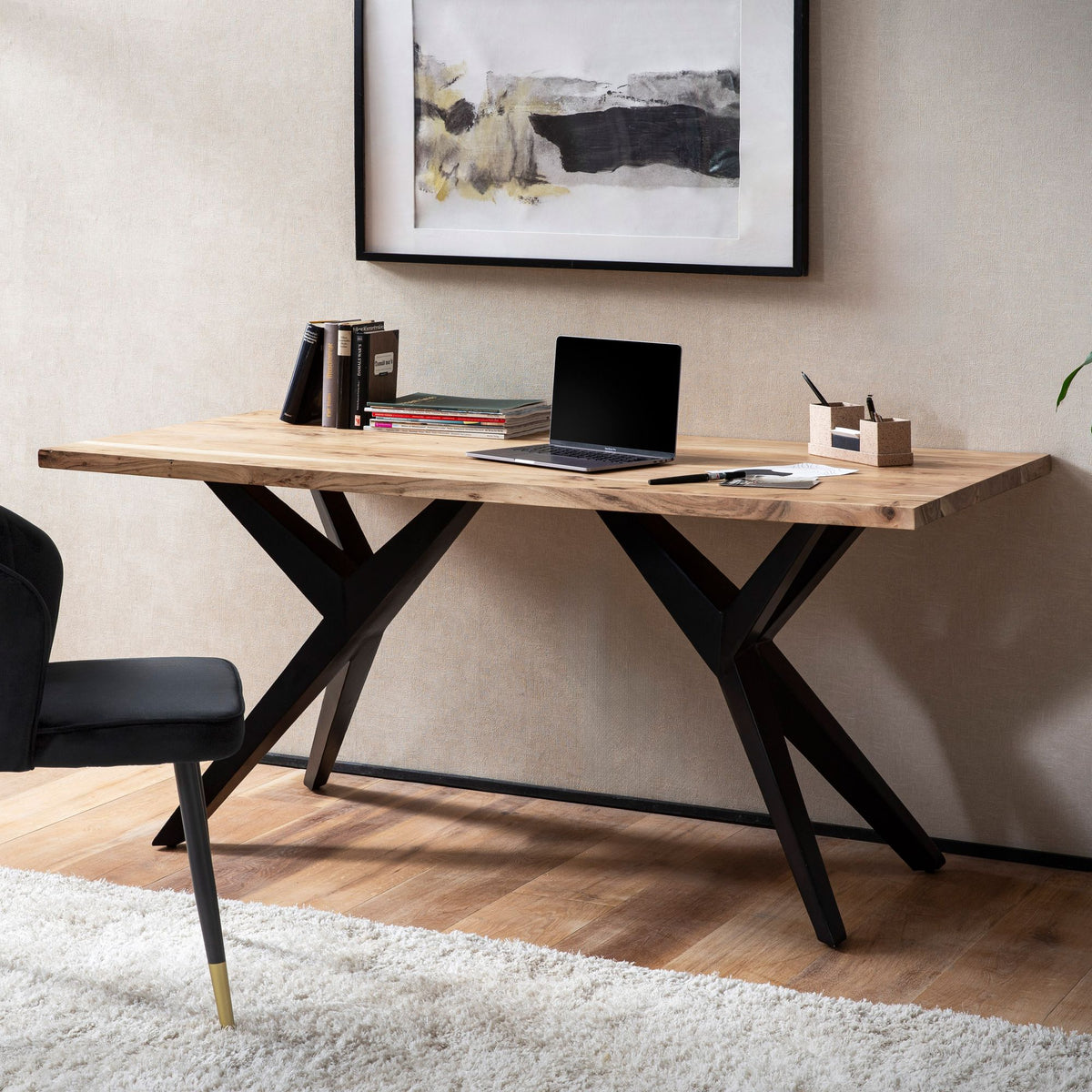 Bureau 160x80x76 cm Massief acaciahouten computerbureau