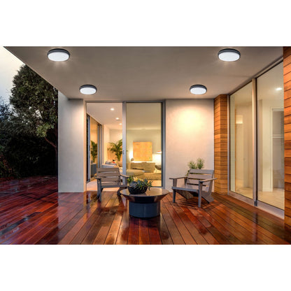 LED Outer Wall Lamp "Mio" Ø 17,5 cm gemaakt van antraciet -gekleurd metaal en plastic, IP54 voor ingang, balkon, terras