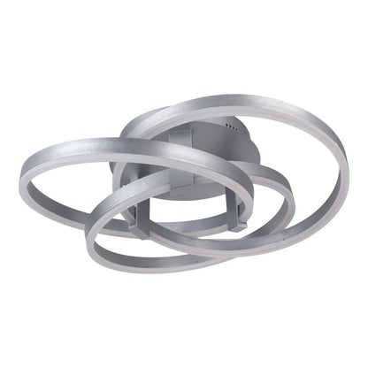 Smart Home LED plafondlicht "Divora" Ø 58 cm, plafondlamp gemaakt van metaal, aluminium geborsteld en wit plastic, met veel functies, stevig gebouwd -in LED's, verlichting voor woonkamer, eetkamerkantoor of gang