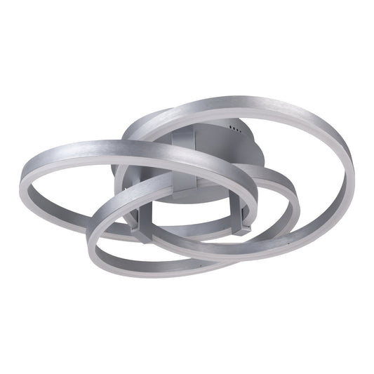 Smart Home LED plafondlicht "Divora" Ø 58 cm, plafondlamp gemaakt van metaal, aluminium geborsteld en wit plastic, met veel functies, stevig gebouwd -in LED's, verlichting voor woonkamer, eetkamerkantoor of gang