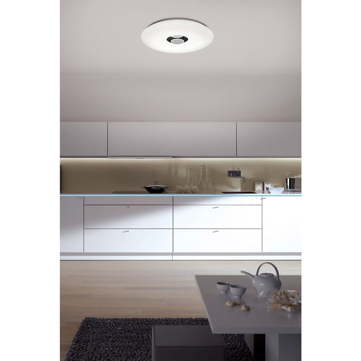 LED -plafondlicht "Nashville" Ø 40 cm, vele functies, gemaakt van metaal en plastic, wit, met geïntegreerde LED's, verlichting voor woonkamers, gang of kantoor