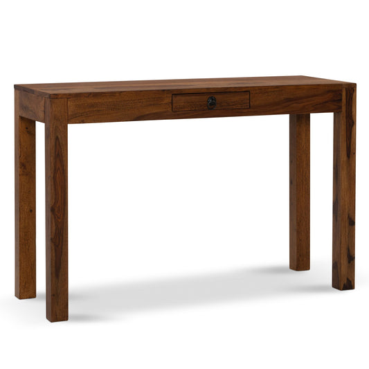 bureau 118x40x76 cm Sheesham massief houten computerbureau met lade, thuiskantoor bureau massief smal ruimtebesparend, houten tafel laptoptafel studie opslagruimte