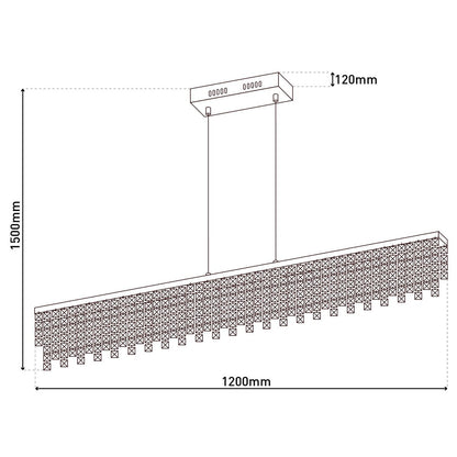 LED hanglamp "diamanten", hanglamp, metaal en kristalglas, chroom, met stevig gebouwd -in LED's, voor eetkamer, woonkamer, gang of kantoor, 120 cm lang