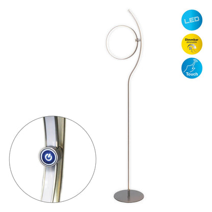 LED staande lamp "luslijn" 150 cm hoog, met geïntegreerde LED -streep, gemaakt van metaal en plastic
