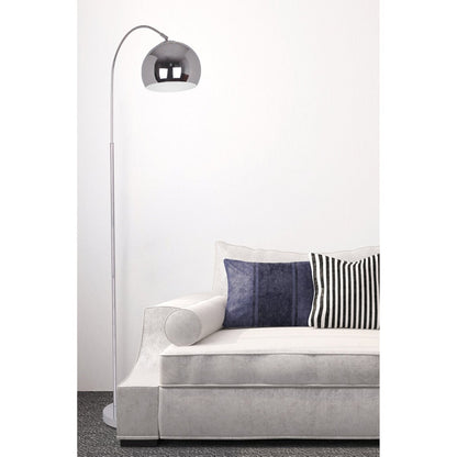 Staande lamp "stijl", retro klassieke vloerlamp met boog gemaakt van chroomkleurig metaal met, E27-aansluiting, 146 cm hoog, ideaal voor eetkamer, woonkamer en kantoor.