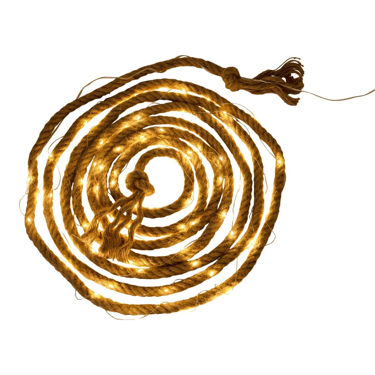 Zonne -lichte keten "Canamo" van henneptouw in ´natur, 8 m lang, plus 2 m toevoerlijn, warm wit, voor de buitenruimte