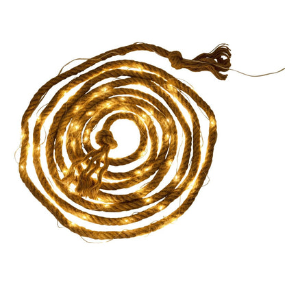 Zonne -lichte keten "Canamo" van henneptouw in ´natur, 8 m lang, plus 2 m toevoerlijn, warm wit, voor de buitenruimte