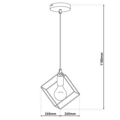 Hanger lamp "canto", hanglamp in metalen zwart en goud, e27 socket, voor eetkamer, woonkamer, gang of kantoor, 26 x 26 cm