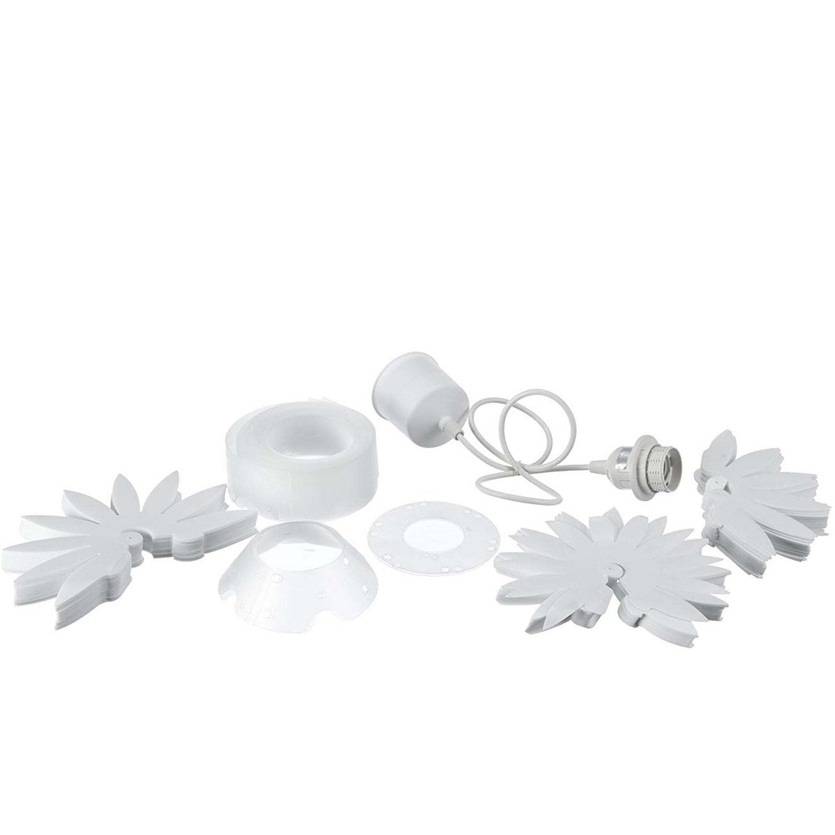 Hanger lamp "lotus" speelde hangende lamp gemaakt van wit plastic, met stevig geïnstalleerde LED's en een Øvon ca. 47 cm