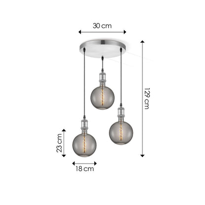 Home Sweet Home hanglamp chroom vintage rond 3L G180 dimbaar E27 rook