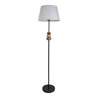 Staande lamp "Elina" 155 cm hoog, Ø 38 cm, metaal in zwart/bruin, tekstblazer in wit, E27