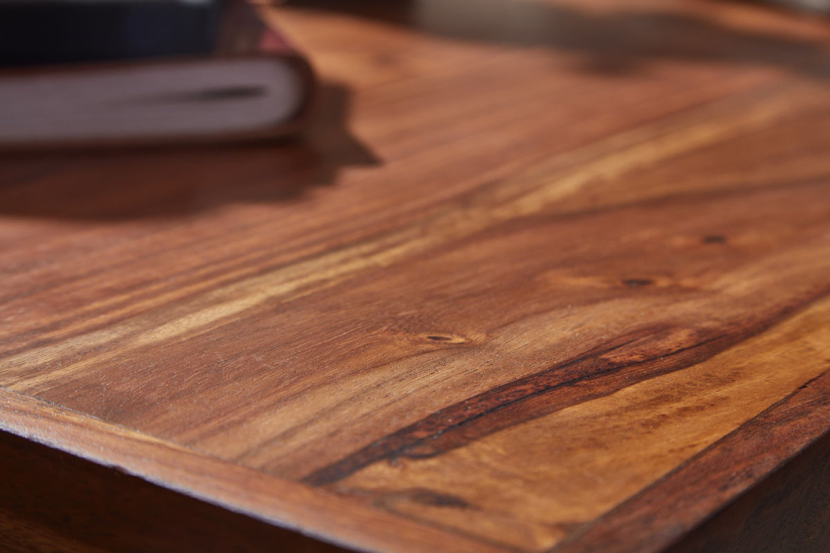 bureau 120x55x78 cm massief sheeshamhout / metaal chroom | Design bureautafel met lades | Thuiskantoor laptop tafel computertafel met opbergruimte