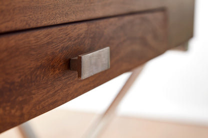 bureau 120x55x78 cm massief sheeshamhout / metaal chroom | Design bureautafel met lades | Thuiskantoor laptop tafel computertafel met opbergruimte