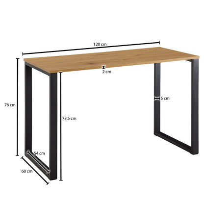 bureau eiken decor / zwart 120x60x76 cm design computertafel | Thuiskantoor kantoortafel Small Hell | Studeerkamer laptoptafel met metalen poten