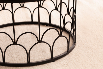 Coffee table 60x60x36 cm Mango Solid Wood / Metal Black Coffee table Round | Design living room table Industrial | Sturdy coffee table for the living room with metal frame