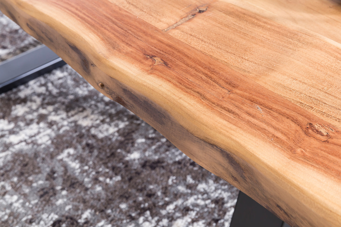 Salontafel in massief hout acacia | Salontafel 115 x 40 x 61 cm | Bijzettafel in landelijke stijl met metalen poten