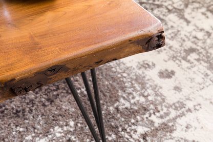 Salontafel MAHILO massief houten tafel met Wane 56x38x51 cm | Sheesham houten tafel met metalen poten | Woonkamer tafel in een rustieke, landelijke stijl