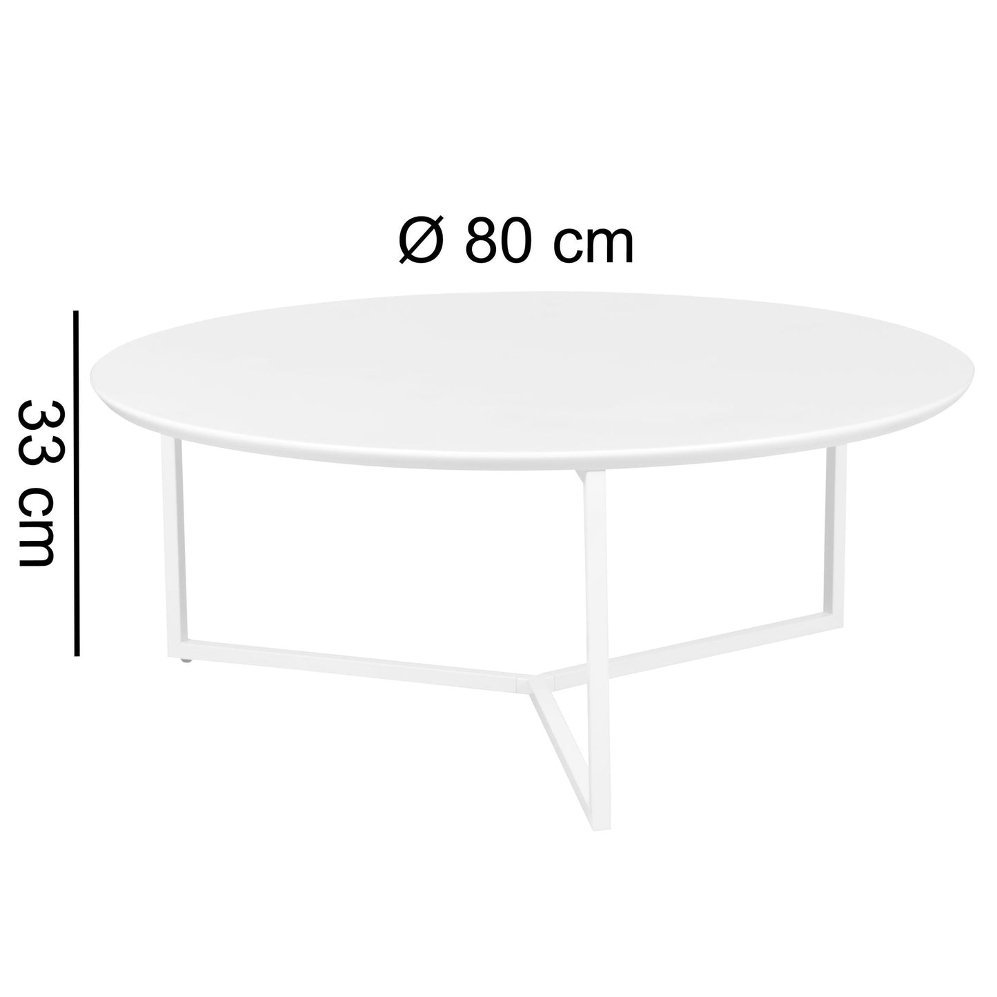 Salontafel MDF hout wit mat metalen frame a 80 cm | Salontafel gelakte salontafel modern | Salontafel ronde tafel Lounge