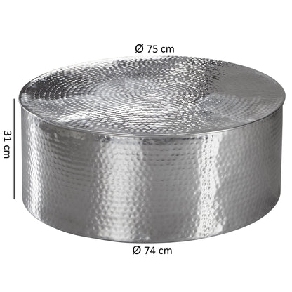 Bijzettafel RAHI 75x31x75 cm aluminium bijzettafel zilver
