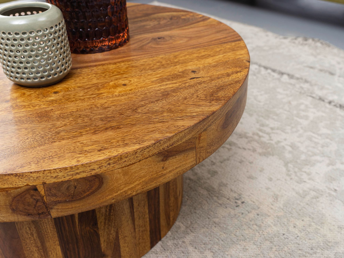 Salontafel 60x30x60 cm Sheesham massief houten salontafel | Design woonkamer tafel rond | Salontafel bruin | Tafel woonkamer