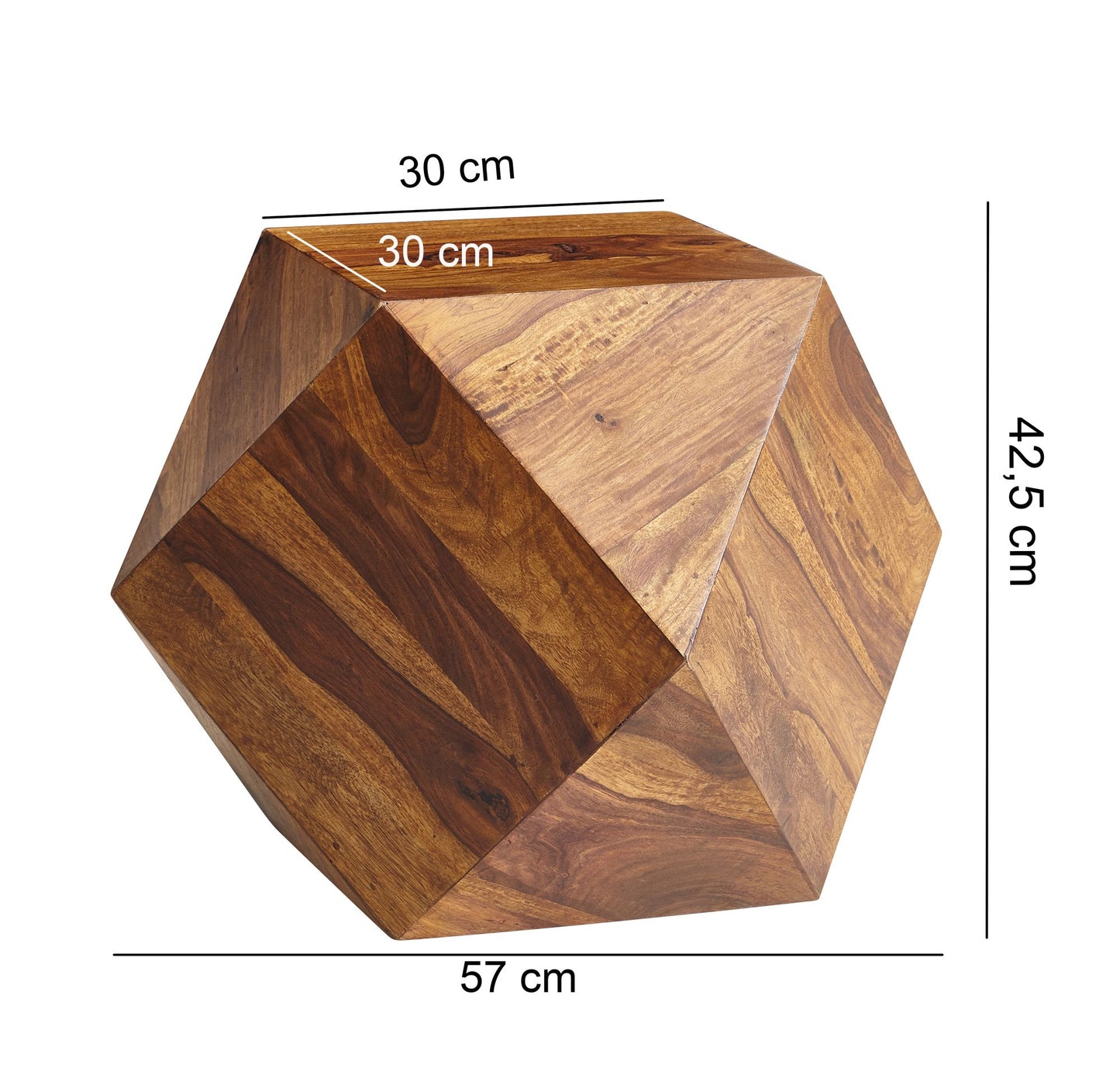 Salontafel 57 x 42,5 x 57 cm Sheesham massief houten salontafel modern | Salontafel in ruitvorm | Massief houten tafel woonkamer | Echt houten tafel
