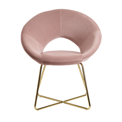 eetkamerstoel roze fluwelen keukenstoel met gouden poten | Shell stoel stof / metaal