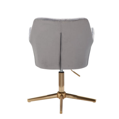 bureaustoel grijs velvet design draaifauteuil met rugleuning, in hoogte verstelbaar,  Draaibaar