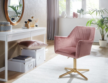 bureaustoel roze fluwelen design draaistoel met rugleuning | kuipstoel in hoogte verstelbaar | Draaibaar