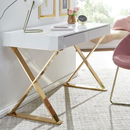 Luxa Luxueus bureau - Werkplek -Make-up tafel - Wit- Goud