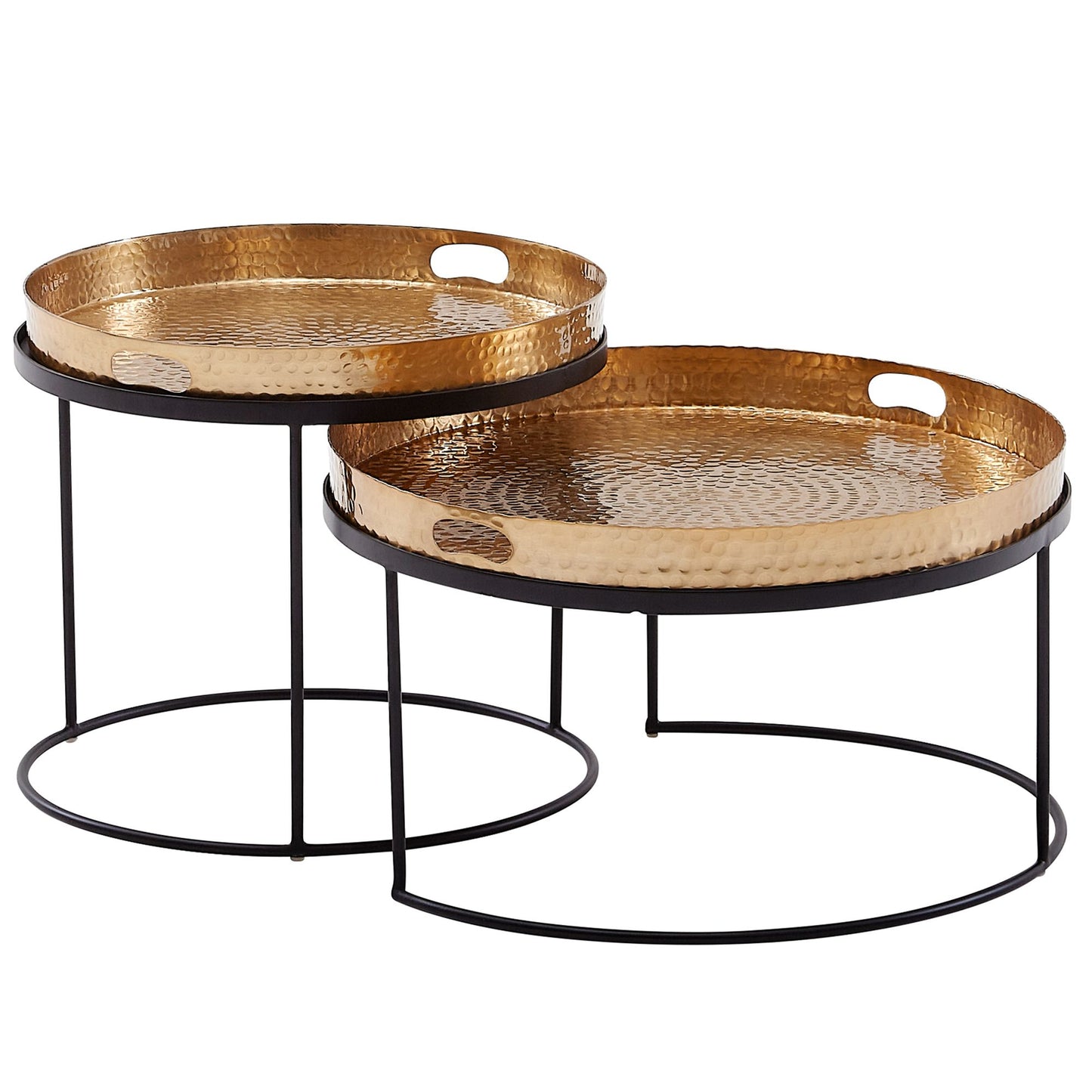 Salontafel set van 2 koperen dienblad tafels - goud - salontafel - rond - modern interieur