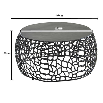 Koffietafel Aluminium 66x66x30 cm Salontafel Metaal Zwart