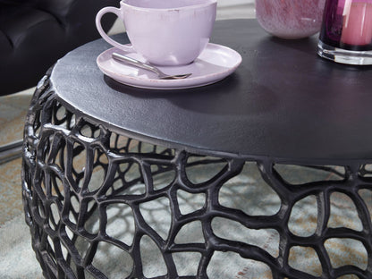 Koffietafel Aluminium 66x66x30 cm Salontafel Metaal Zwart