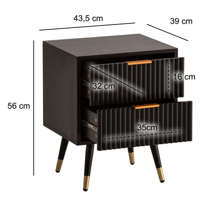 Nachtkastje Nachtkastje boxspring bed 56 cm zwart eiken laden