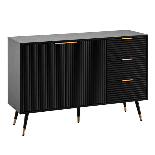 Dressoir 120 cm zwart eiken decor ladekast dressoir vloerkast