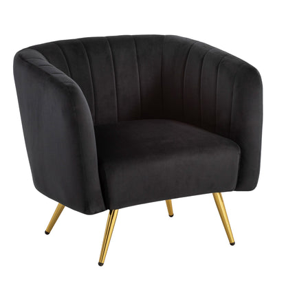 Lounge stoel clubstoel fluweel metaal zwarte cocktail stoel schelp stoel