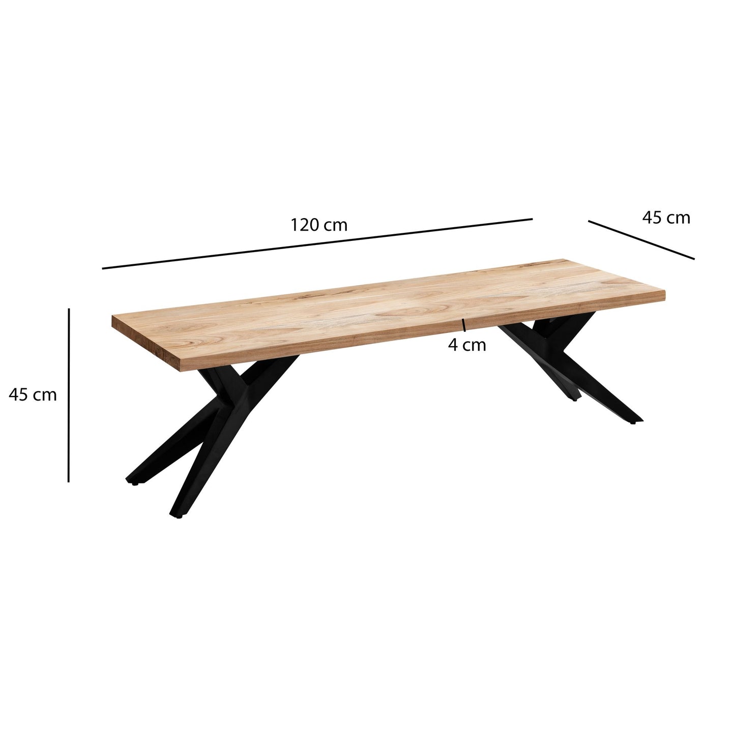 Eetkamerbank Acacia massief hout 120 cm Eetkamerbank Loft Small