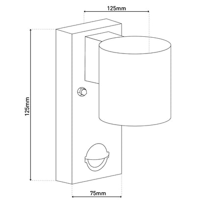 Buiten Wall Lamp "Romb" met bewegingsdetector, antraciet -gekleurd aluminium, timer, veranderbare lamp, 7 x 12,5 x 16,4 cm