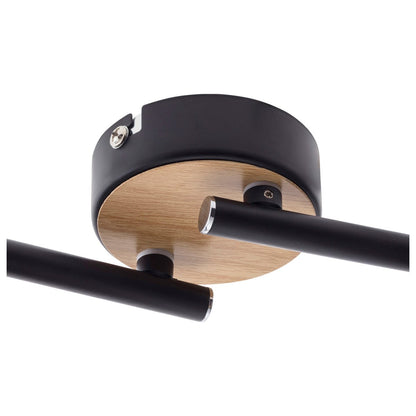 4er spot plafondlamp "fumoso", plafondlamp gemaakt van metaal en rookglas in zwart, met E14 -aansluiting, voor eetkamer, woonkamer, gang of kantoor, 80 x 20 cm