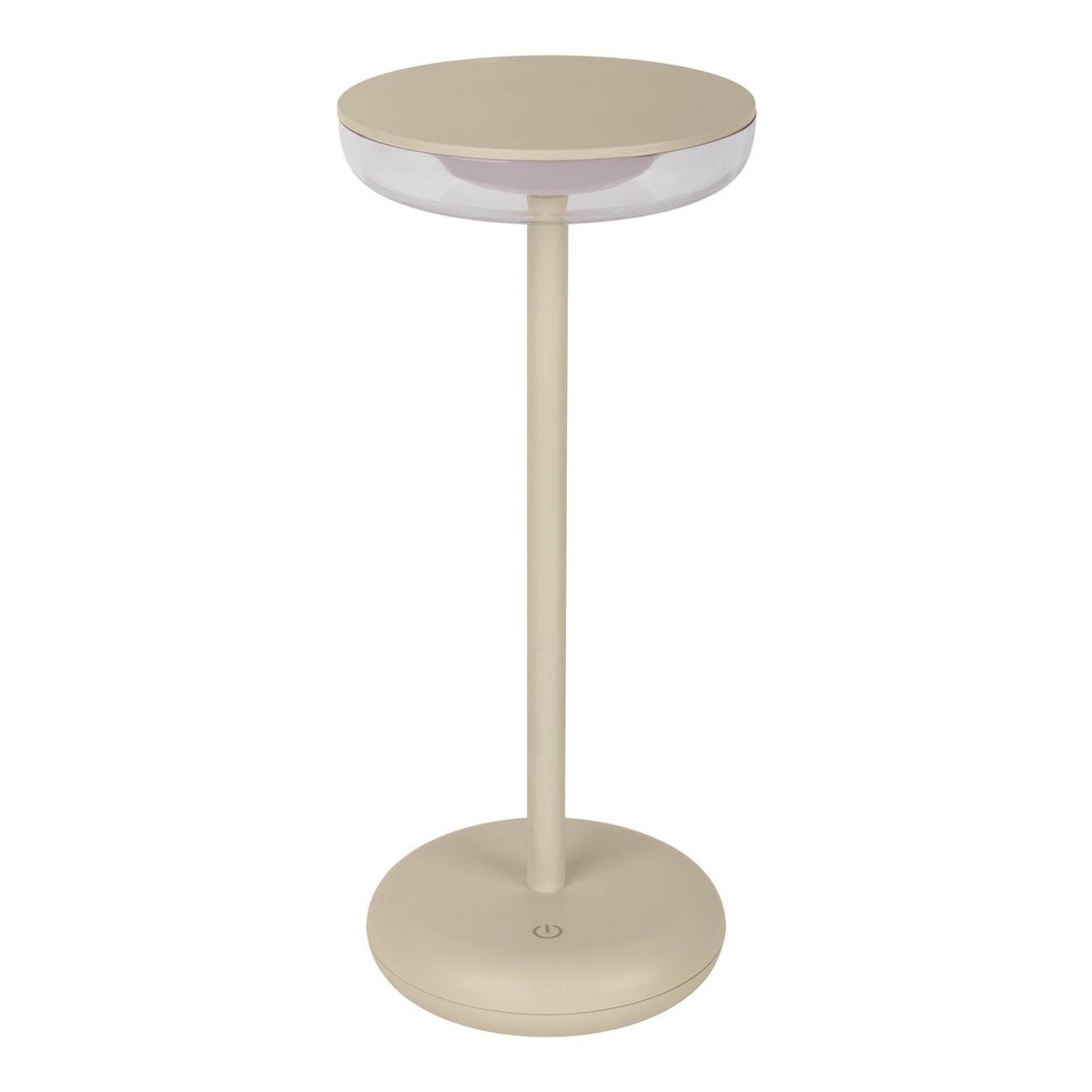 Noteloze tabletlicht "Pasi" voor buiten en binnen, gemaakt van metaal en plastic in beige, dimable, met aanraking en geheugenfunctie, ca. 26 cm hoog