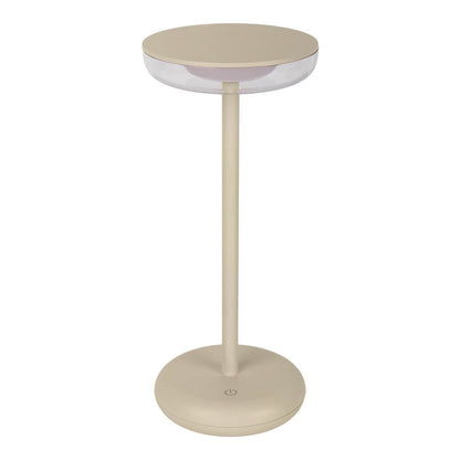 Noteloze tabletlicht "Pasi" voor buiten en binnen, gemaakt van metaal en plastic in beige, dimable, met aanraking en geheugenfunctie, ca. 26 cm hoog