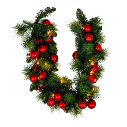 LED Kerst Tendril "Noel" Outdoor Decoratie gemaakt van metaal en plastic in groen en goud, met stevig ingebouwde LED's