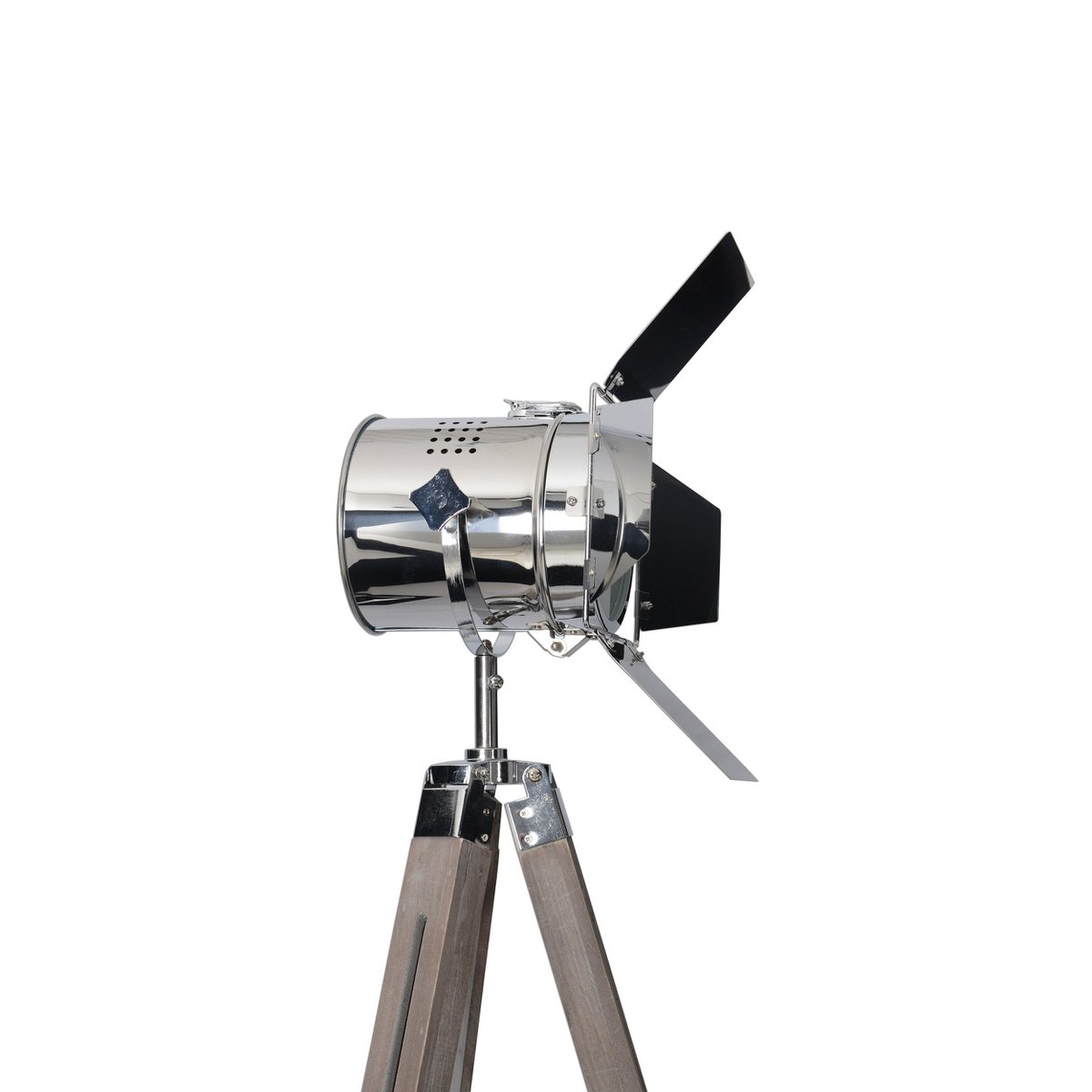 Tripod floor lamp "Holly" made of dark natural wood with an E27 fitting, 100-140 cm high, lamp for living room, dining room or office