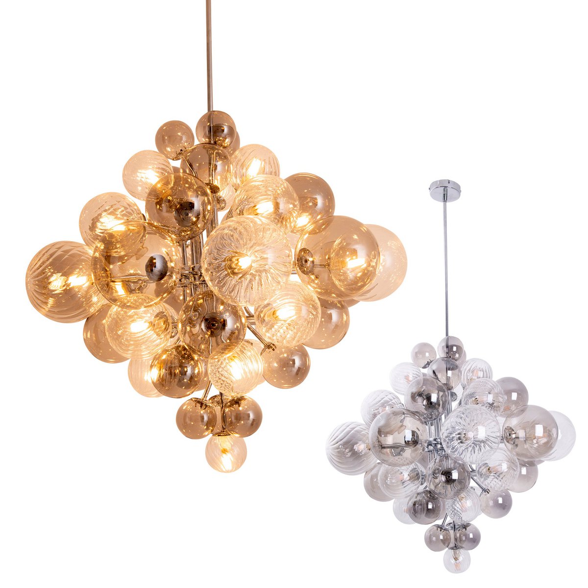 Hanger lamp "bol" Ø 75 cm, au s metaal en glas met verschillende structuren, verlichting voor woonkamer, eetkamer of kantoor.